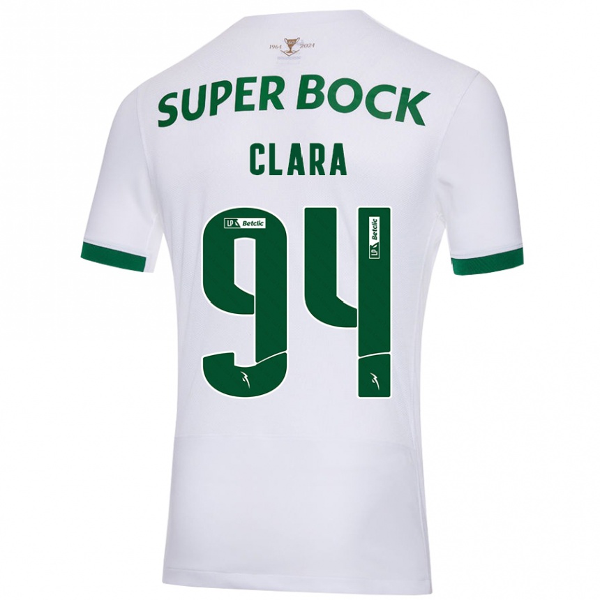 Gyermek Labdarúgás Diogo Clara #94 Fehér Zöld Idegenbeli Jersey 2024/25 Mez Póló Ing