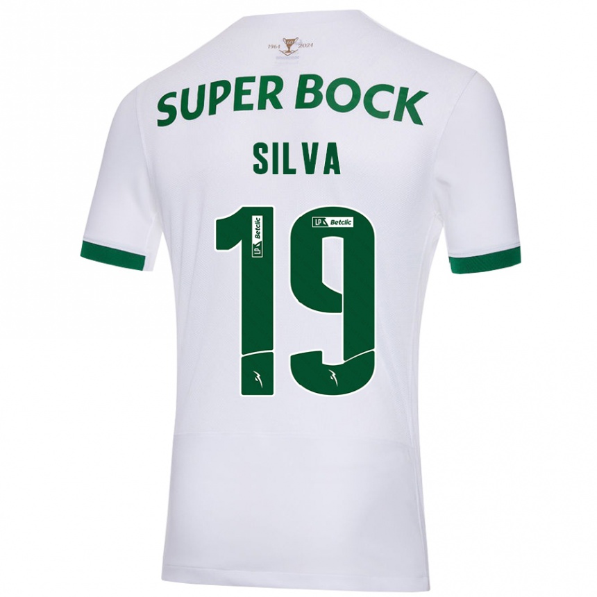 Gyermek Labdarúgás Diana Silva #19 Fehér Zöld Idegenbeli Jersey 2024/25 Mez Póló Ing