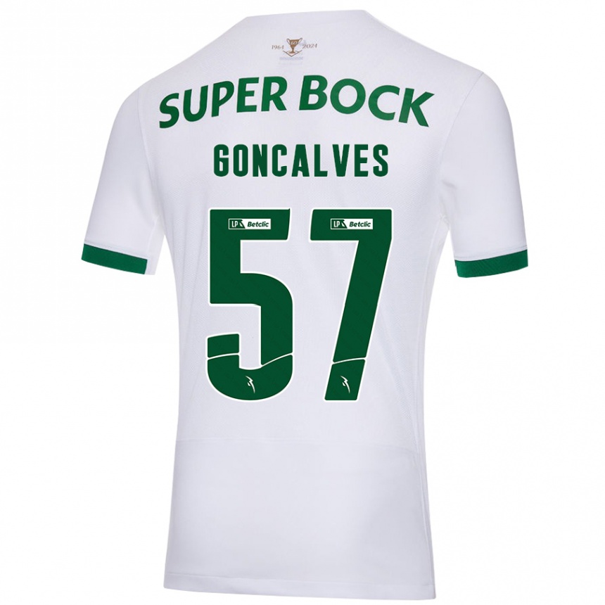 Gyermek Labdarúgás Inês Gonçalves #57 Fehér Zöld Idegenbeli Jersey 2024/25 Mez Póló Ing