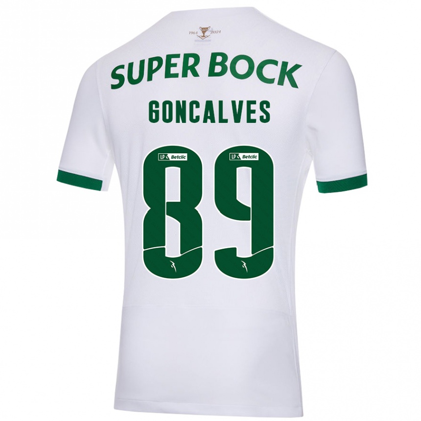 Gyermek Labdarúgás André Gonçalves #89 Fehér Zöld Idegenbeli Jersey 2024/25 Mez Póló Ing