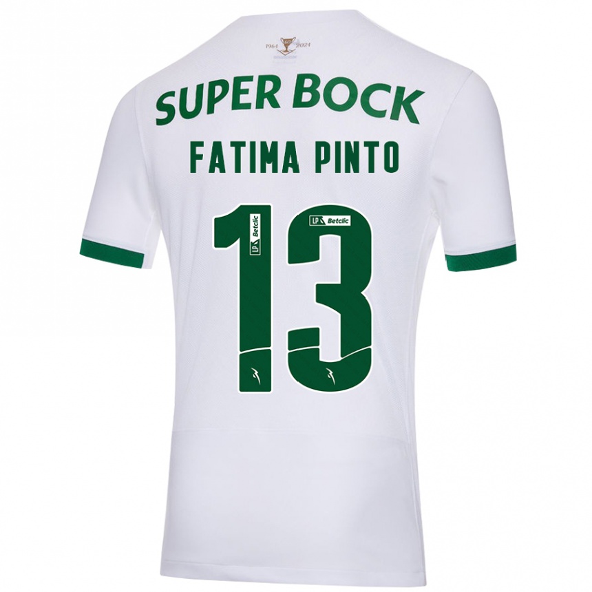 Gyermek Labdarúgás Fátima Alexandra Figueira Pinto #13 Fehér Zöld Idegenbeli Jersey 2024/25 Mez Póló Ing