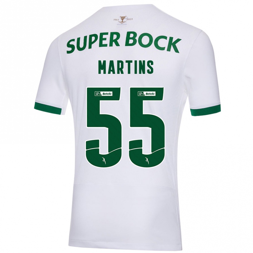 Gyermek Labdarúgás Carolina Martins #55 Fehér Zöld Idegenbeli Jersey 2024/25 Mez Póló Ing