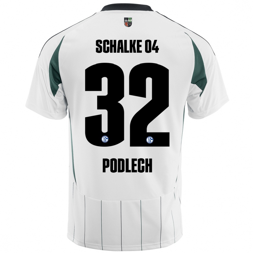 Gyermek Labdarúgás Luca Podlech #32 Fehér Zöld Idegenbeli Jersey 2024/25 Mez Póló Ing