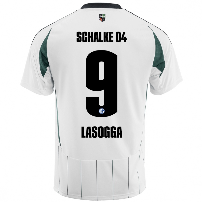 Gyermek Labdarúgás Pierre-Michel Lasogga #9 Fehér Zöld Idegenbeli Jersey 2024/25 Mez Póló Ing