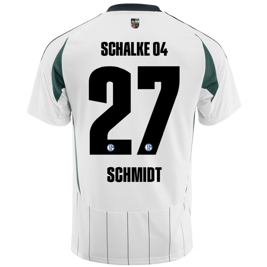 Gyermek Labdarúgás Tim Schmidt #27 Fehér Zöld Idegenbeli Jersey 2024/25 Mez Póló Ing