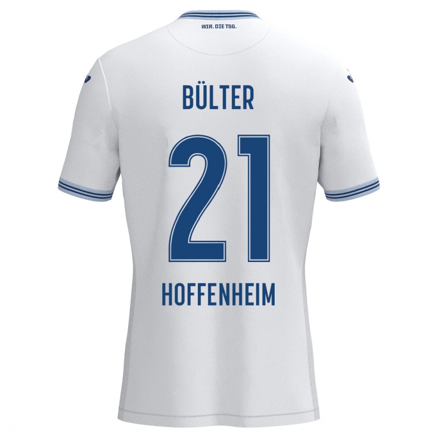 Gyermek Labdarúgás Marius Bülter #21 Fehér Kék Idegenbeli Jersey 2024/25 Mez Póló Ing