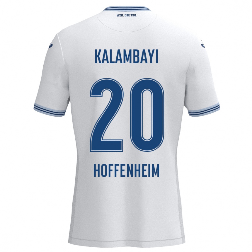 Gyermek Labdarúgás Simon Kalambayi #20 Fehér Kék Idegenbeli Jersey 2024/25 Mez Póló Ing