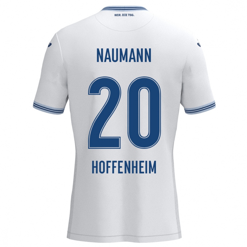 Gyermek Labdarúgás Maxim Naumann #20 Fehér Kék Idegenbeli Jersey 2024/25 Mez Póló Ing