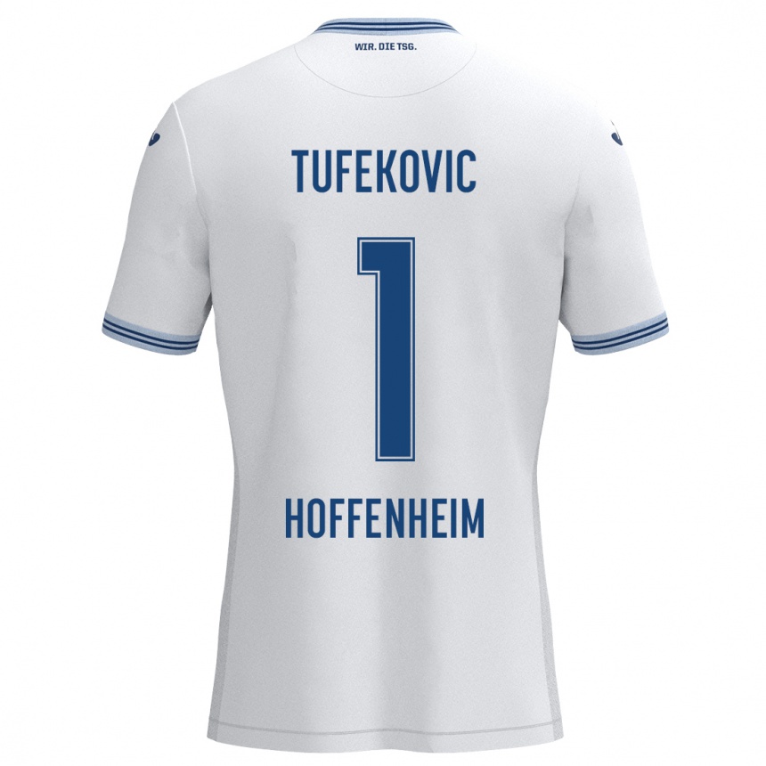 Gyermek Labdarúgás Martina Tufekovic #1 Fehér Kék Idegenbeli Jersey 2024/25 Mez Póló Ing