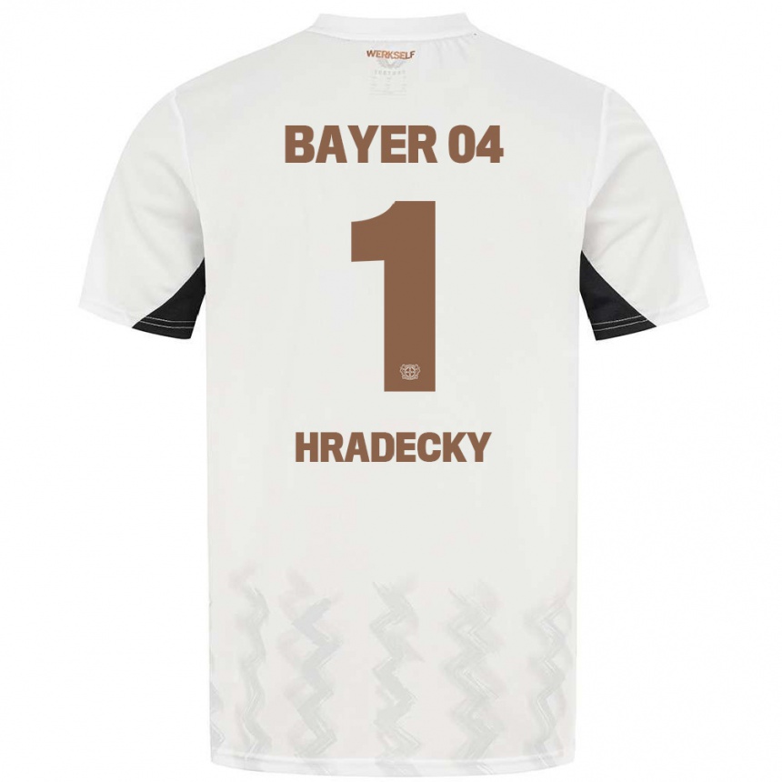 Gyermek Labdarúgás Lukas Hradecky #1 Fehér Fekete Idegenbeli Jersey 2024/25 Mez Póló Ing