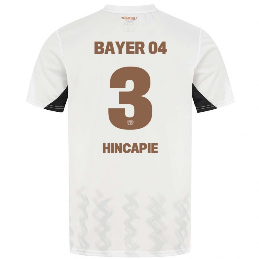 Gyermek Labdarúgás Piero Hincapié #3 Fehér Fekete Idegenbeli Jersey 2024/25 Mez Póló Ing