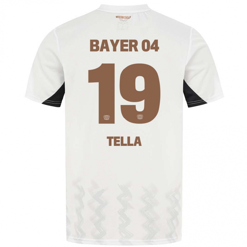 Gyermek Labdarúgás Nathan Tella #19 Fehér Fekete Idegenbeli Jersey 2024/25 Mez Póló Ing