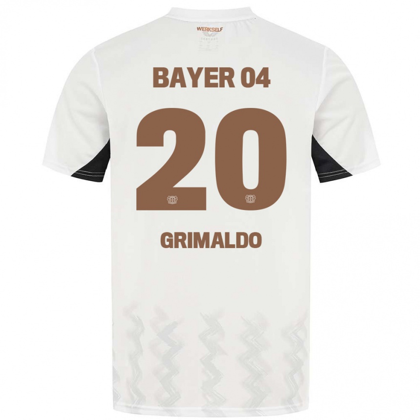 Gyermek Labdarúgás Alejandro Grimaldo #20 Fehér Fekete Idegenbeli Jersey 2024/25 Mez Póló Ing