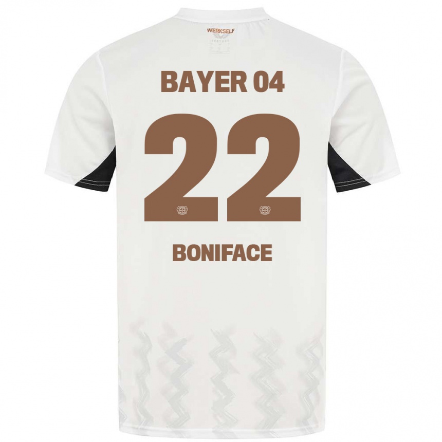 Gyermek Labdarúgás Victor Boniface #22 Fehér Fekete Idegenbeli Jersey 2024/25 Mez Póló Ing