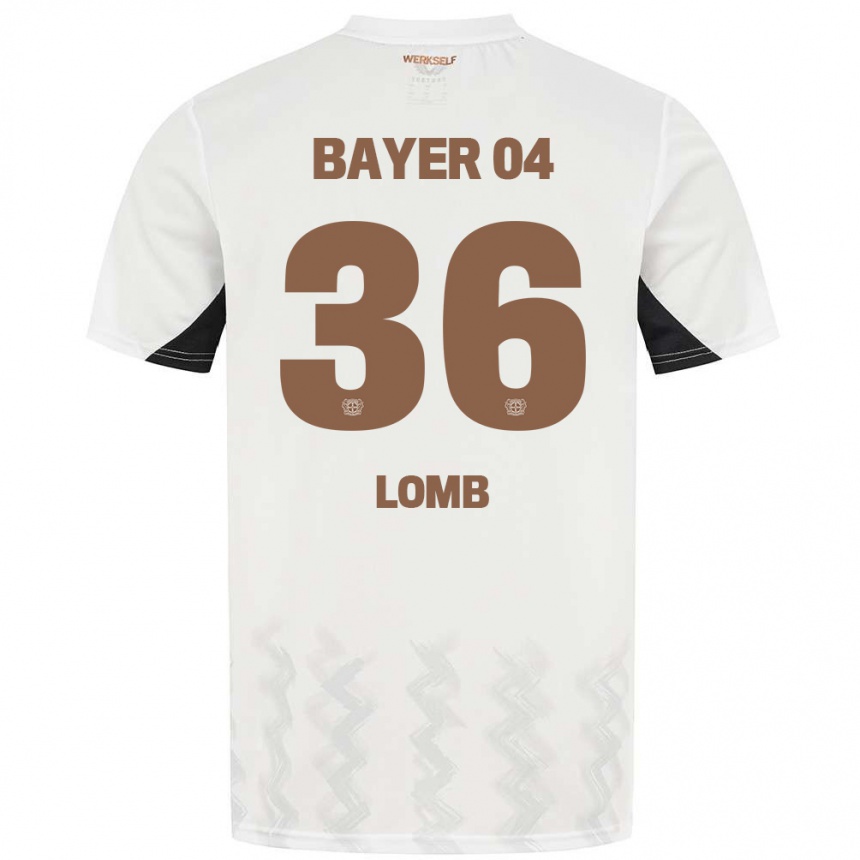 Gyermek Labdarúgás Niklas Lomb #36 Fehér Fekete Idegenbeli Jersey 2024/25 Mez Póló Ing