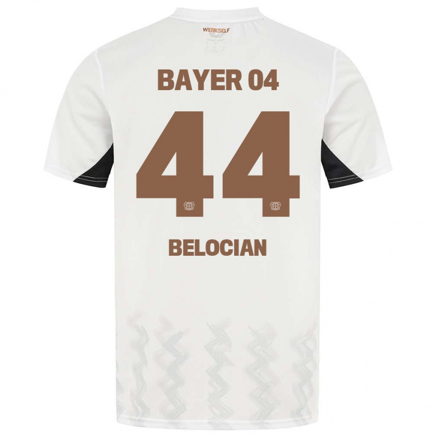 Gyermek Labdarúgás Jeanuël Belocian #44 Fehér Fekete Idegenbeli Jersey 2024/25 Mez Póló Ing