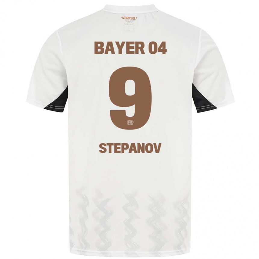 Gyermek Labdarúgás Artem Stepanov #9 Fehér Fekete Idegenbeli Jersey 2024/25 Mez Póló Ing