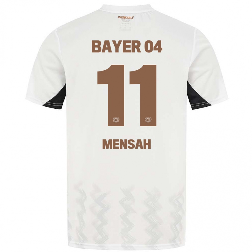 Gyermek Labdarúgás Jeremiah Mensah #11 Fehér Fekete Idegenbeli Jersey 2024/25 Mez Póló Ing