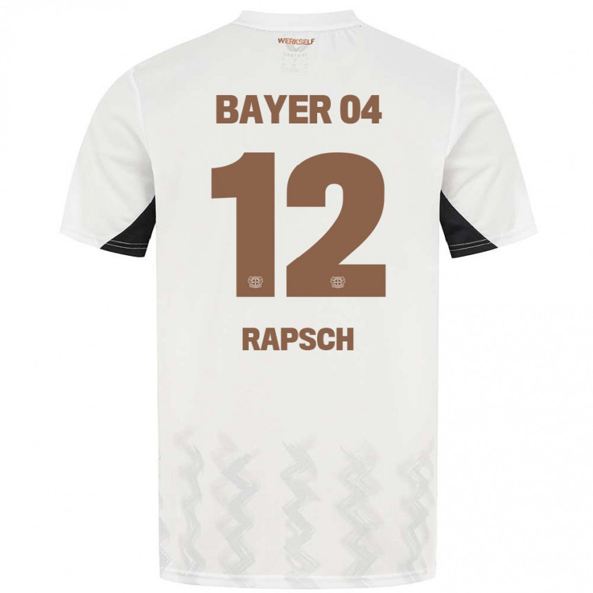 Gyermek Labdarúgás Simeon Rapsch #12 Fehér Fekete Idegenbeli Jersey 2024/25 Mez Póló Ing