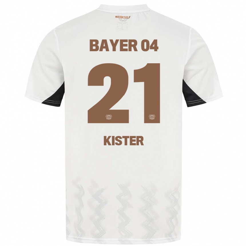 Gyermek Labdarúgás Akim Kister #21 Fehér Fekete Idegenbeli Jersey 2024/25 Mez Póló Ing