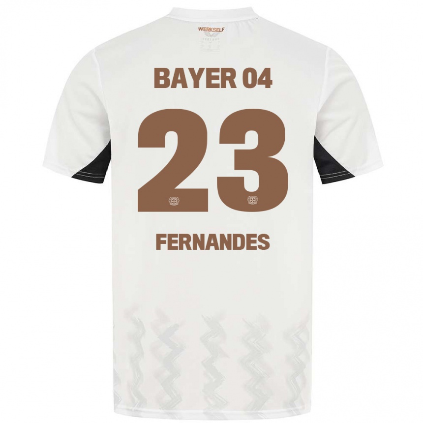 Gyermek Labdarúgás Tyron Fernandes #23 Fehér Fekete Idegenbeli Jersey 2024/25 Mez Póló Ing