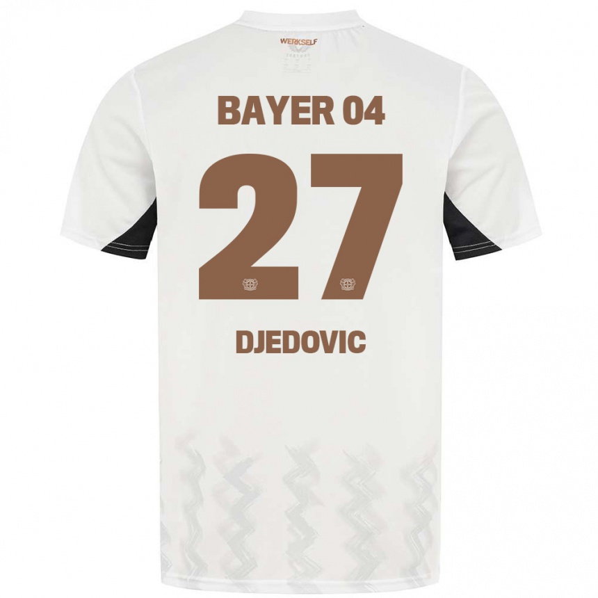 Gyermek Labdarúgás Seldin Djedovic #27 Fehér Fekete Idegenbeli Jersey 2024/25 Mez Póló Ing