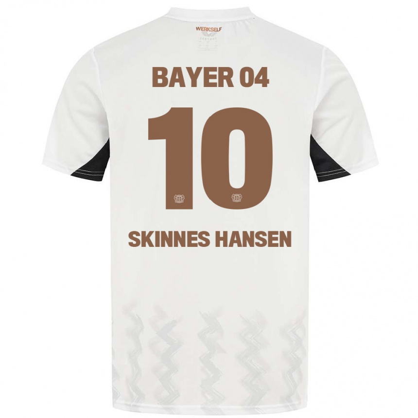 Gyermek Labdarúgás Synne Skinnes Hansen #10 Fehér Fekete Idegenbeli Jersey 2024/25 Mez Póló Ing