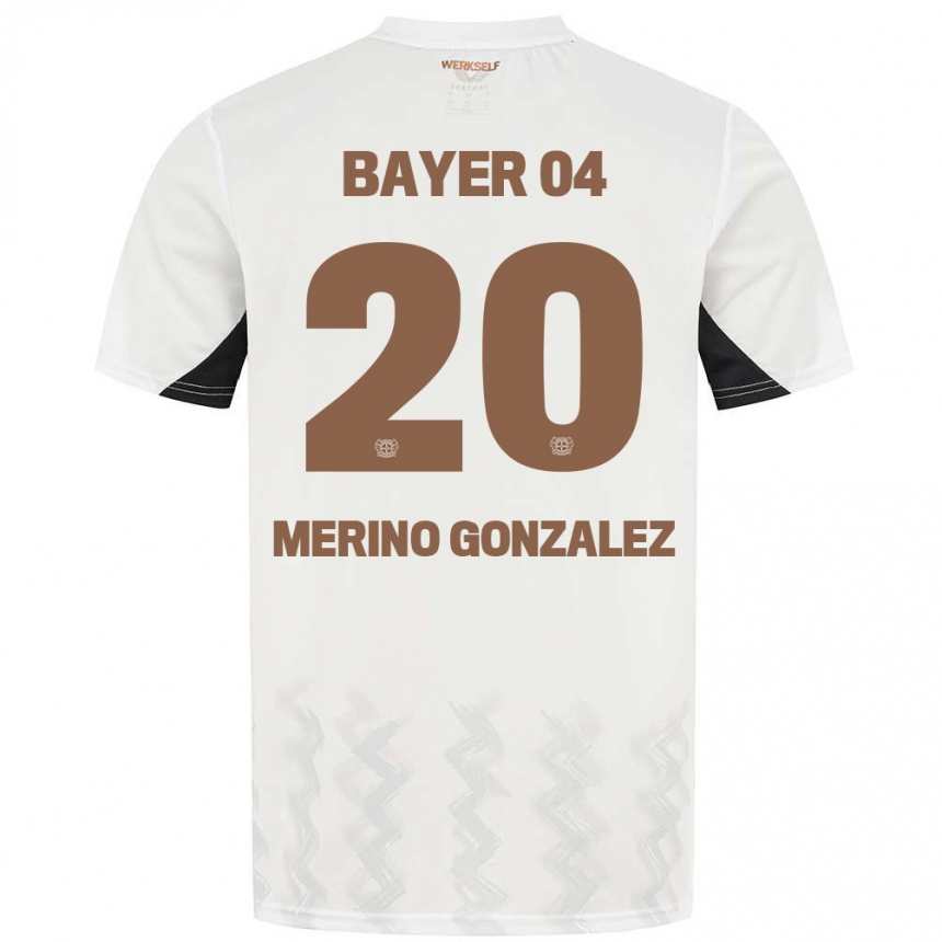 Gyermek Labdarúgás Estrella Merino Gonzalez #20 Fehér Fekete Idegenbeli Jersey 2024/25 Mez Póló Ing