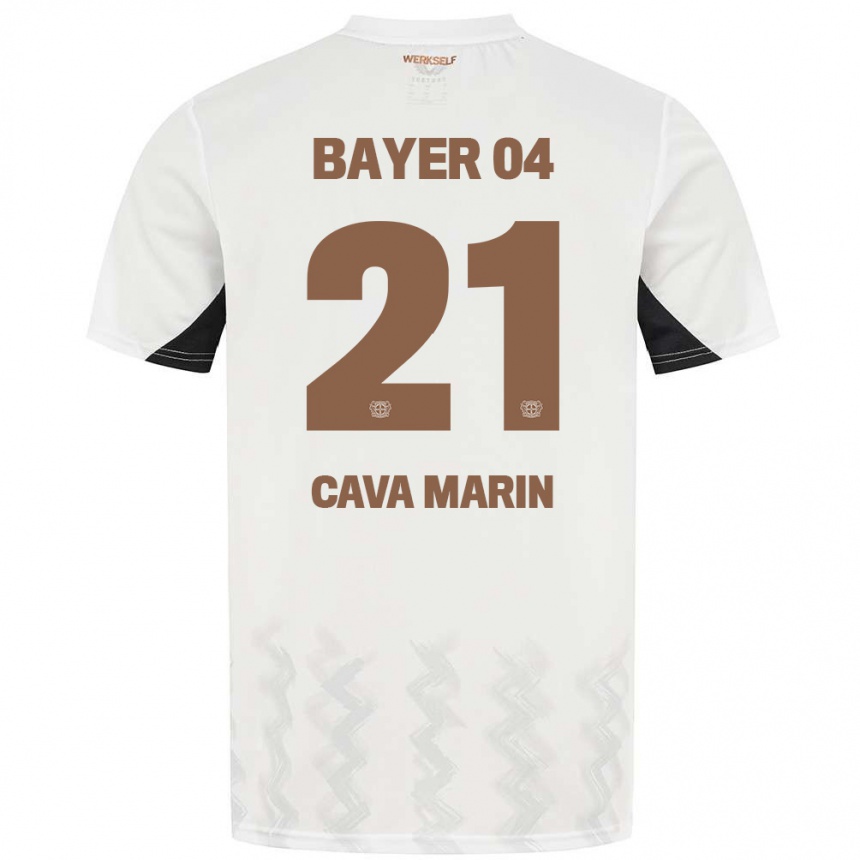 Gyermek Labdarúgás Sofia Cava Marin #21 Fehér Fekete Idegenbeli Jersey 2024/25 Mez Póló Ing