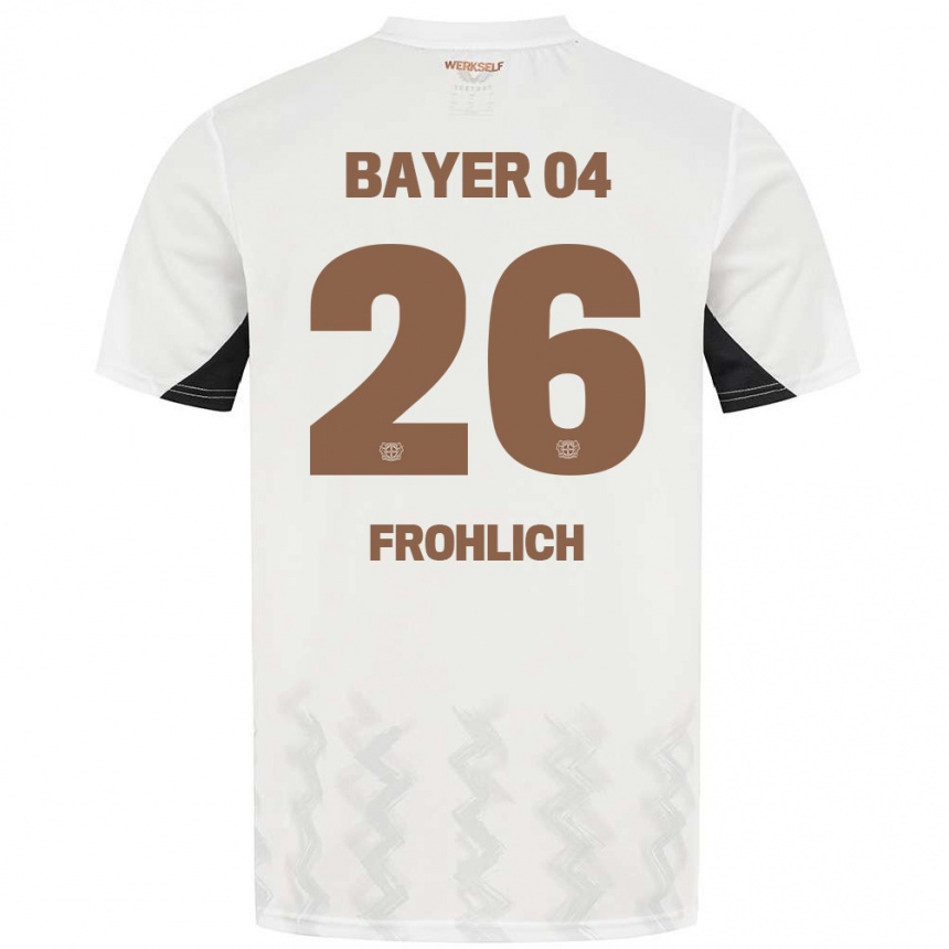 Gyermek Labdarúgás Clara Fröhlich #26 Fehér Fekete Idegenbeli Jersey 2024/25 Mez Póló Ing