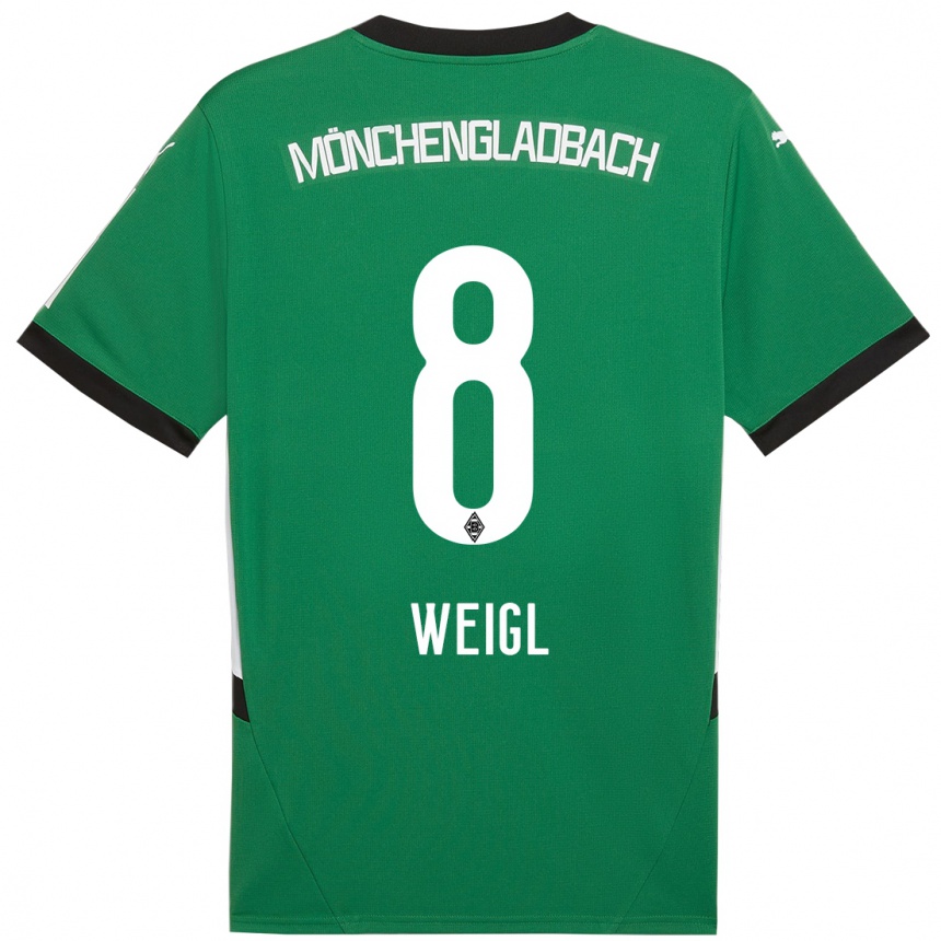 Gyermek Labdarúgás Julian Weigl #8 Zöld Fehér Idegenbeli Jersey 2024/25 Mez Póló Ing