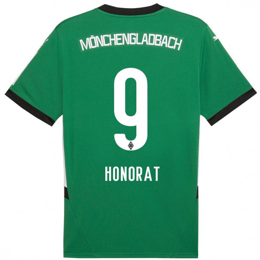 Gyermek Labdarúgás Franck Honorat #9 Zöld Fehér Idegenbeli Jersey 2024/25 Mez Póló Ing