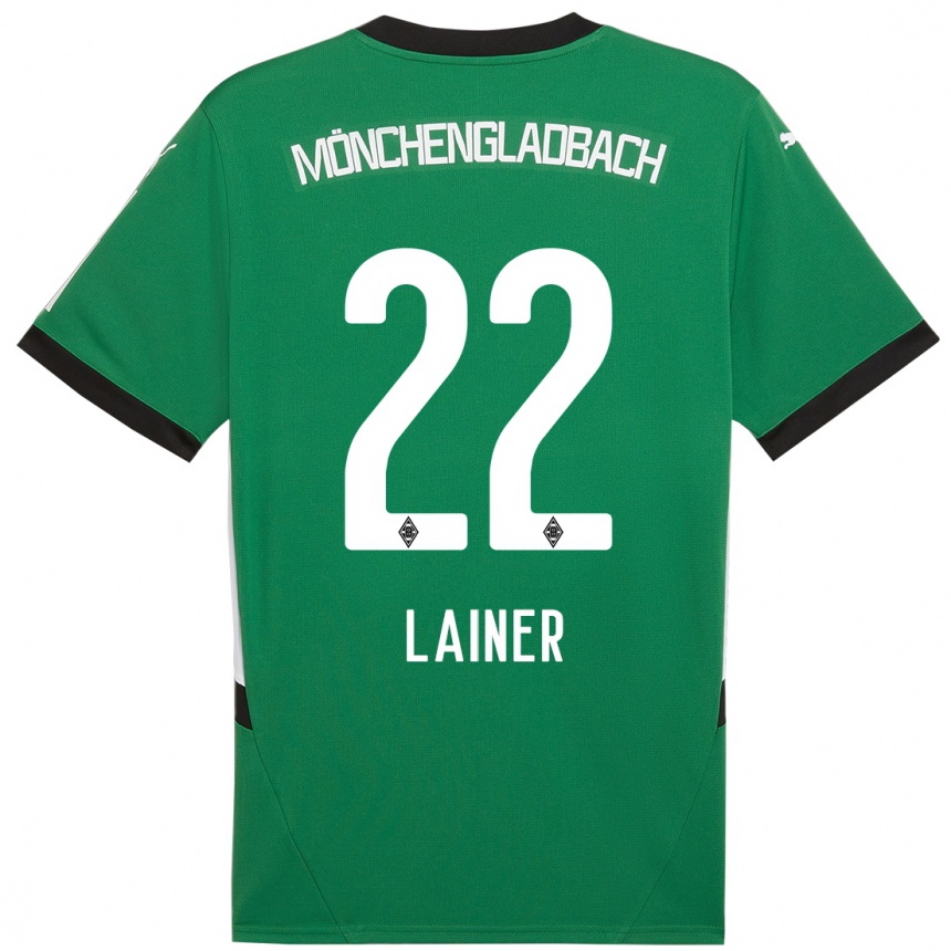 Gyermek Labdarúgás Stefan Lainer #22 Zöld Fehér Idegenbeli Jersey 2024/25 Mez Póló Ing