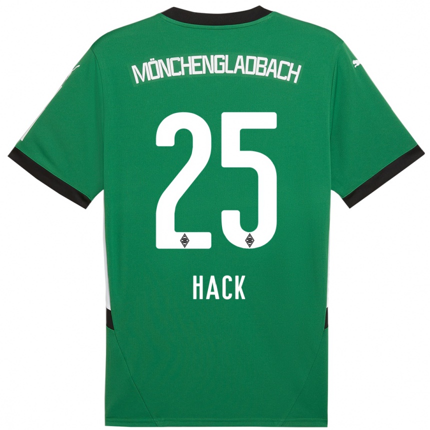 Gyermek Labdarúgás Robin Hack #25 Zöld Fehér Idegenbeli Jersey 2024/25 Mez Póló Ing