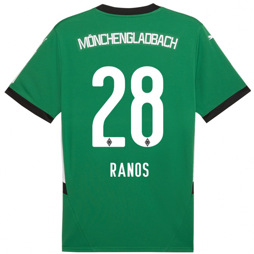 Gyermek Labdarúgás Grant-Leon Ranos #28 Zöld Fehér Idegenbeli Jersey 2024/25 Mez Póló Ing