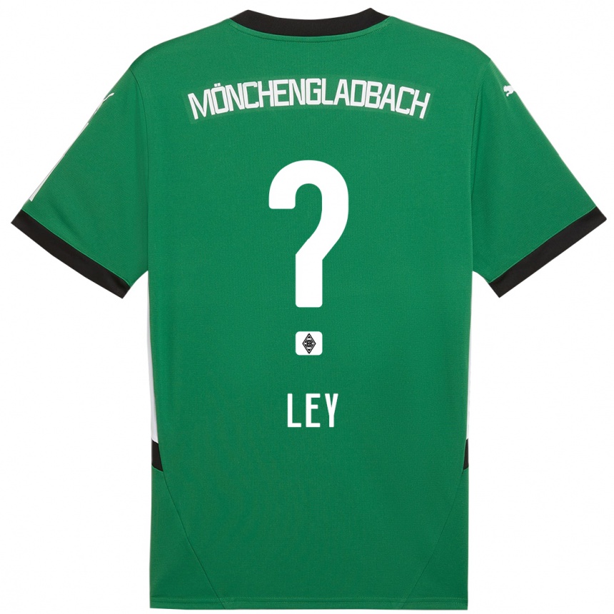 Gyermek Labdarúgás Marlon Ley #0 Zöld Fehér Idegenbeli Jersey 2024/25 Mez Póló Ing