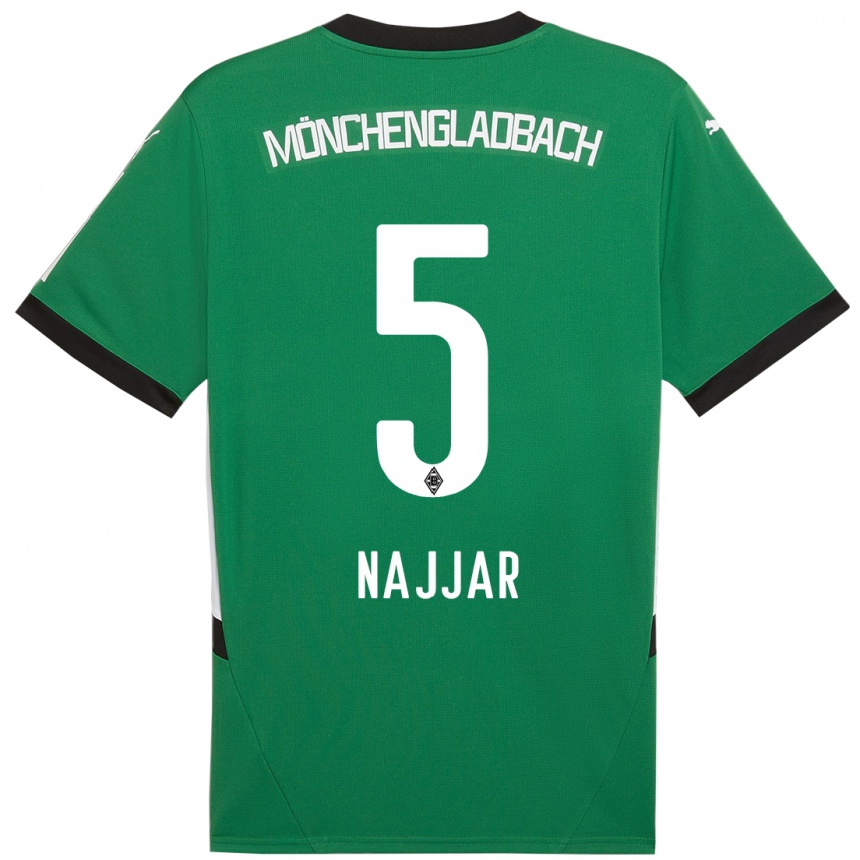 Gyermek Labdarúgás Jamil Najjar #5 Zöld Fehér Idegenbeli Jersey 2024/25 Mez Póló Ing