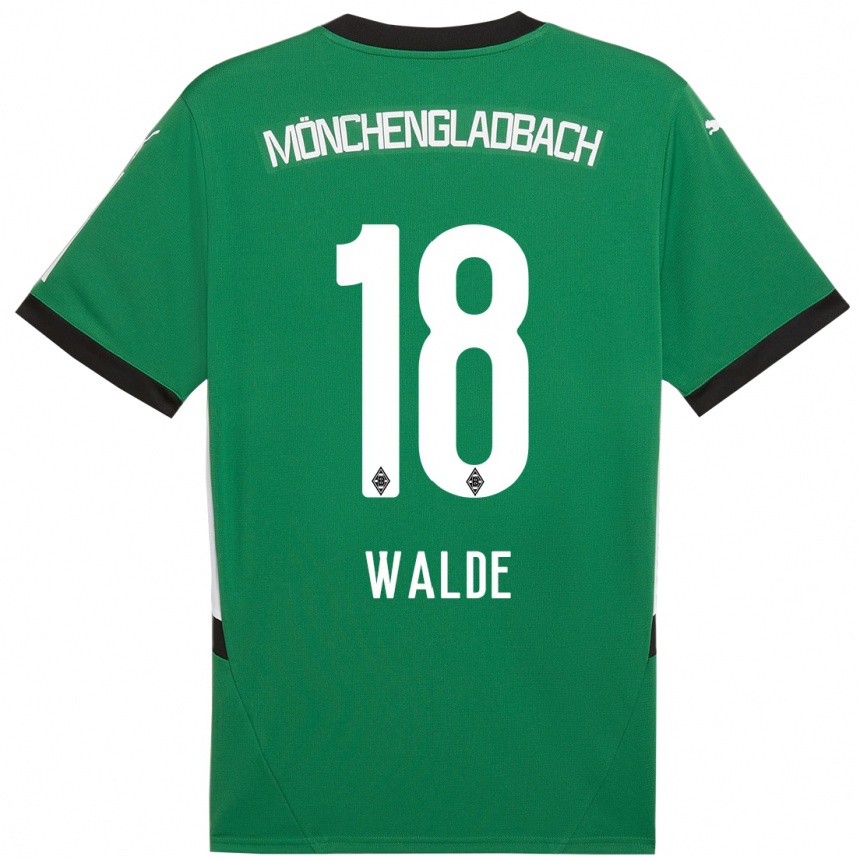 Gyermek Labdarúgás Simon Walde #18 Zöld Fehér Idegenbeli Jersey 2024/25 Mez Póló Ing