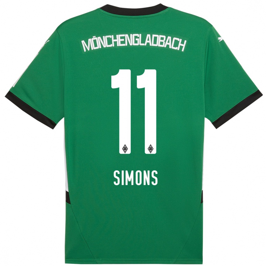 Gyermek Labdarúgás Kelly Simons #11 Zöld Fehér Idegenbeli Jersey 2024/25 Mez Póló Ing