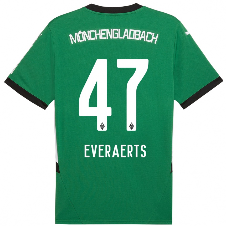 Gyermek Labdarúgás Kim Everaerts #47 Zöld Fehér Idegenbeli Jersey 2024/25 Mez Póló Ing