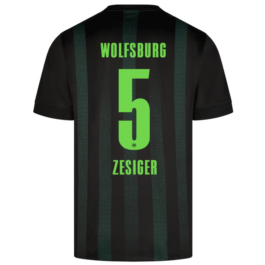 Gyermek Labdarúgás Cédric Zesiger #5 Sötétzöld Idegenbeli Jersey 2024/25 Mez Póló Ing