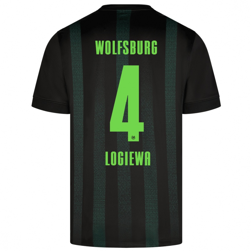 Gyermek Labdarúgás Luca Logiewa #4 Sötétzöld Idegenbeli Jersey 2024/25 Mez Póló Ing