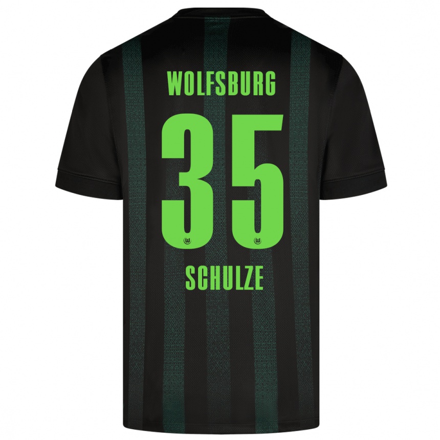 Gyermek Labdarúgás Philipp Schulze #35 Sötétzöld Idegenbeli Jersey 2024/25 Mez Póló Ing