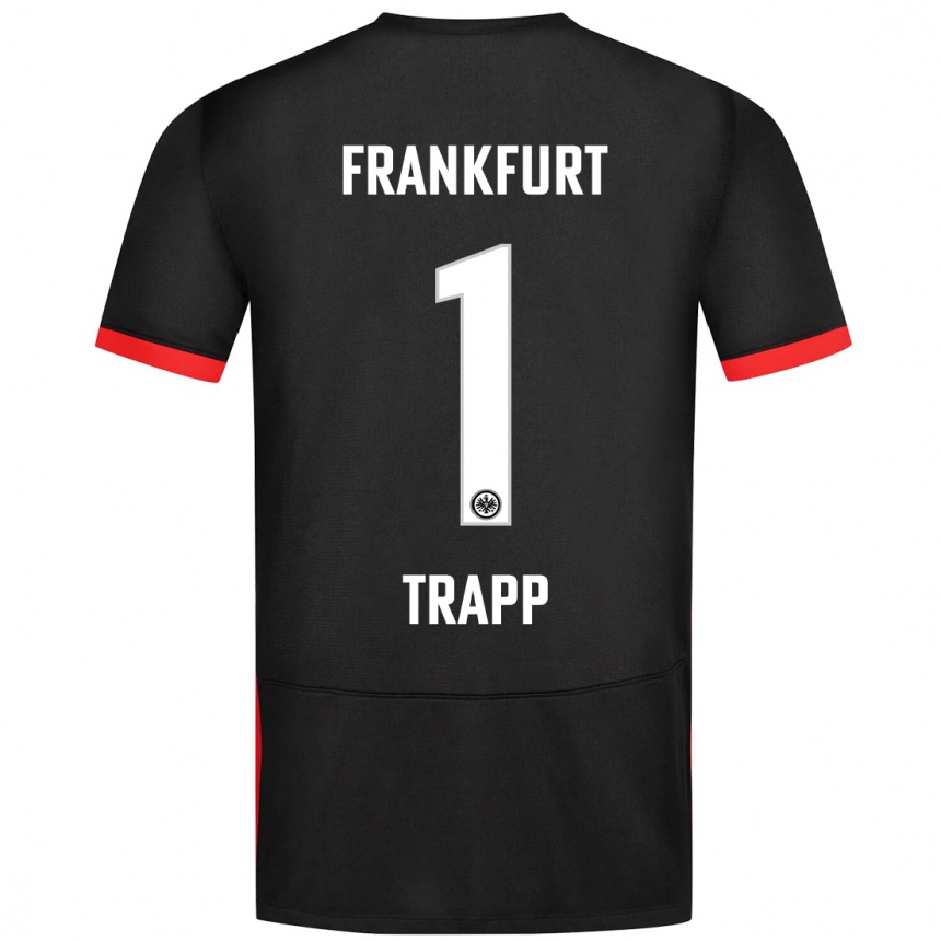 Gyermek Labdarúgás Kevin Trapp #1 Fekete Idegenbeli Jersey 2024/25 Mez Póló Ing