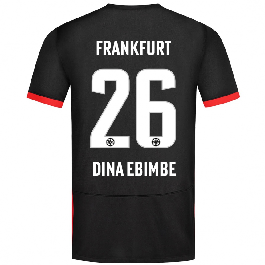 Gyermek Labdarúgás Junior Dina Ebimbe #26 Fekete Idegenbeli Jersey 2024/25 Mez Póló Ing