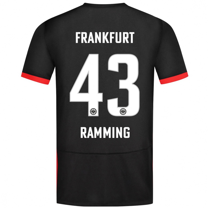 Gyermek Labdarúgás Nils Ramming #43 Fekete Idegenbeli Jersey 2024/25 Mez Póló Ing