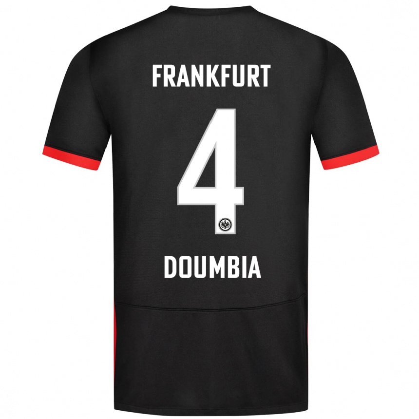 Gyermek Labdarúgás Fousseny Doumbia #4 Fekete Idegenbeli Jersey 2024/25 Mez Póló Ing