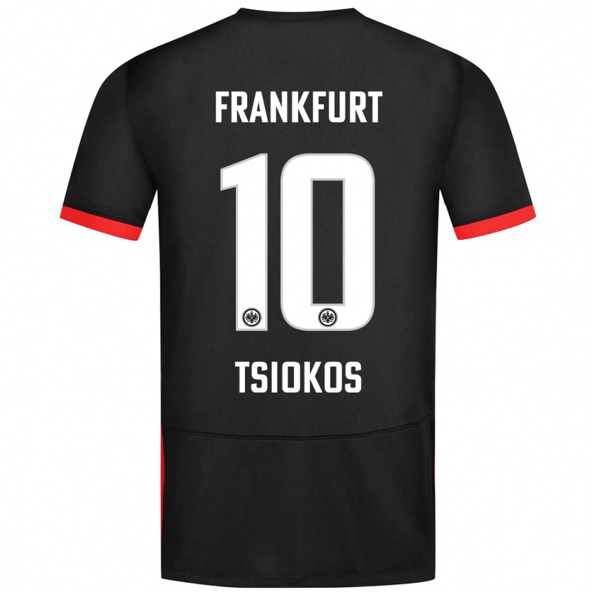 Gyermek Labdarúgás Leonidas Ilias Tsiokos #10 Fekete Idegenbeli Jersey 2024/25 Mez Póló Ing