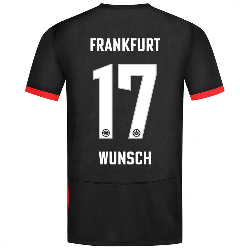 Gyermek Labdarúgás Paul Wünsch #17 Fekete Idegenbeli Jersey 2024/25 Mez Póló Ing