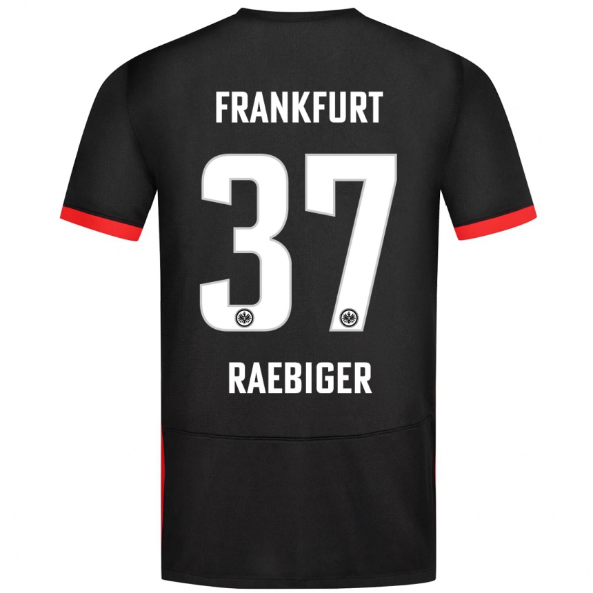 Gyermek Labdarúgás Sidney Raebiger #37 Fekete Idegenbeli Jersey 2024/25 Mez Póló Ing